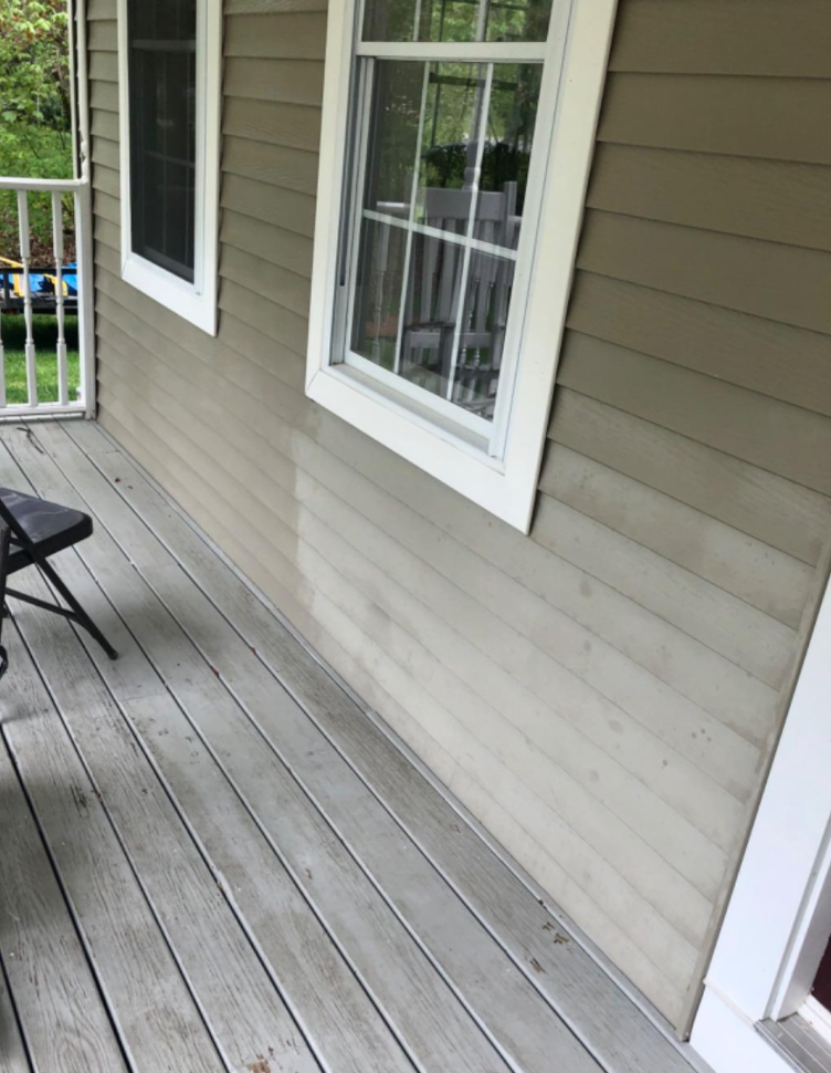 porch with faded vinyl siding restored with Vinyl Renu