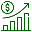 A digital image displaying a high-profit graph with upward trends, featuring various data points and labels, set against a white background.