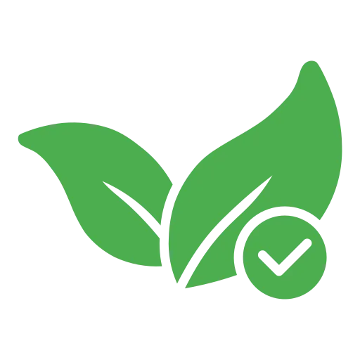 Green leaves with a checkmark