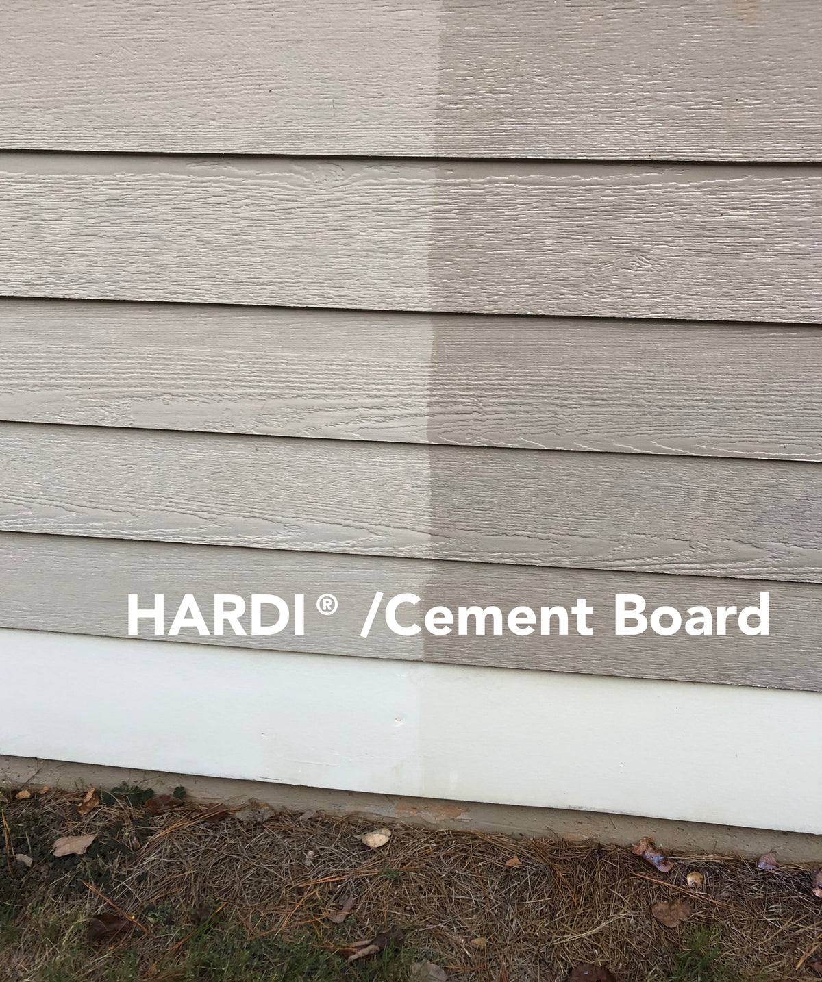 Hardi/Cement Board Before And After Color Restored With Vinyl Renu Color Vinyl Siding Restorer